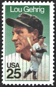 SC#2417 25¢ Lou Gehrig Single (1989) MNH