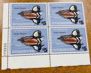 RW45  Duck Stamp plate block VF NH 1978. SELLING BELOW FACE