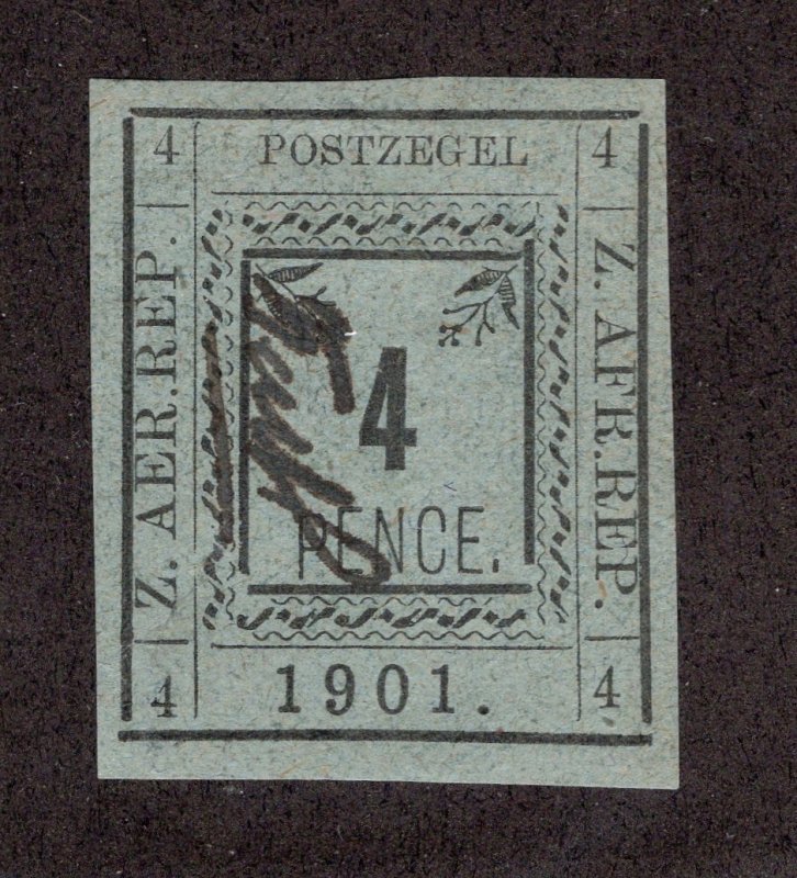 Transvaal #186 (SG#12e) - Lower 'P' in Pence - *Minor Fault* ~jm-0671