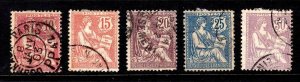 France stamps #133 - 137, used,  complete set