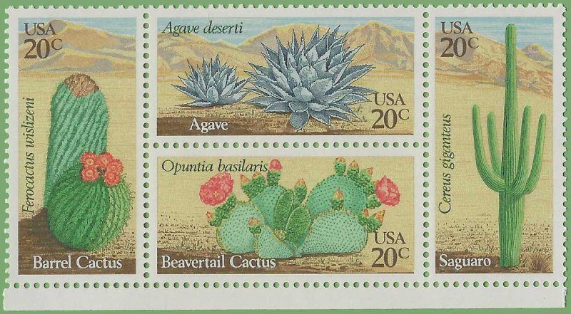 #1942-1945 20c Desert Plants Block of 4 1981 Mint NH