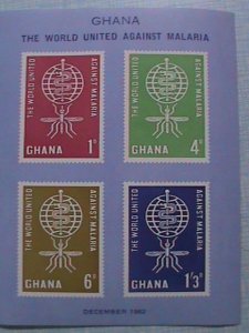 1962-GHANA-THE WHO DRIVE TO ERADICATE MALARIA MINT HING IMPERF: SOUVENIR SHEET