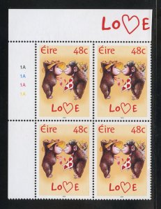 Ireland 1528 MNH, Love (UL) Plate Block from 2004.