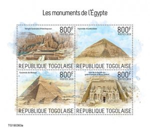 Togo 2019 MNH Tourism Stamps Monuments of Egypt Pyramids Abu Simbel Temple 4v MS
