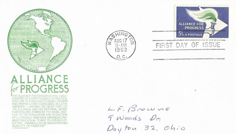 1963 FDC, #1234, 5c Alliance for Progress, Anderson