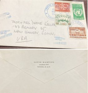 D)1958, PANAMA, LETTER CIRCULATED TO NEW YORK, AIR MAIL, WITH STAMPS