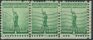 US 899 National Defense Issue; Used; Strip of 3 -- See details and scan