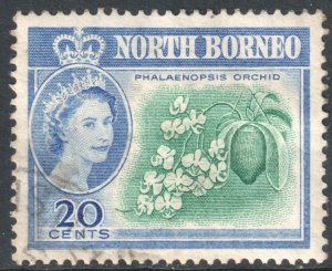 North Borneo Scott 286 - SG397, 1961 Elizabeth II 20c used