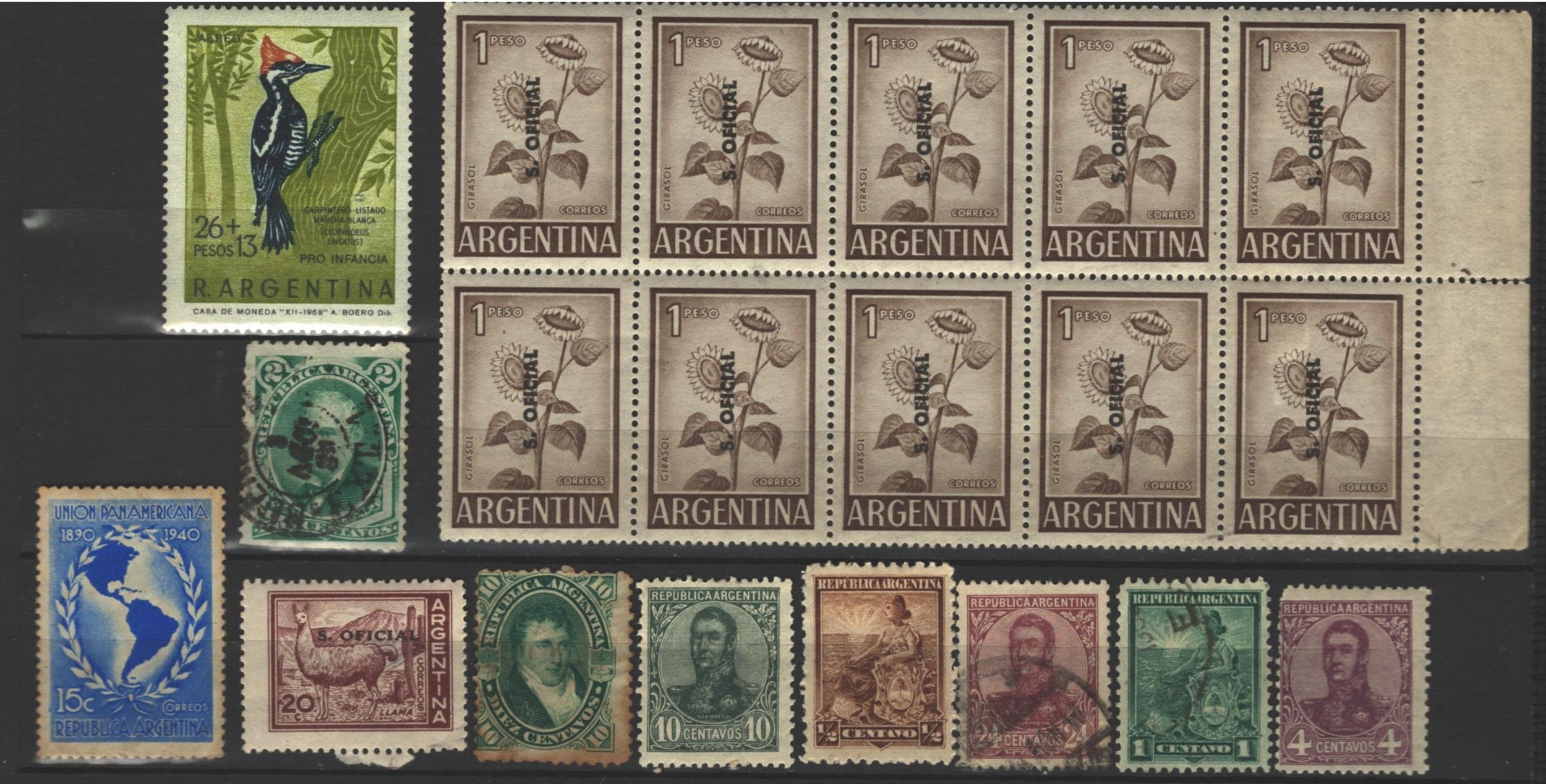 COLLECTION LOT # 3446 ARGENTINA 10 STAMPS + 1 BLOCK OF 10 1867+ CV+$17. ...