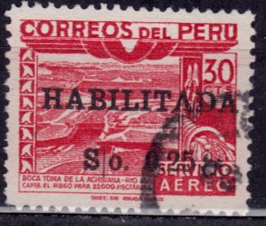 Peru, 1951, Ica River Dam, 25c on 30c surcharge, sc#C106, used