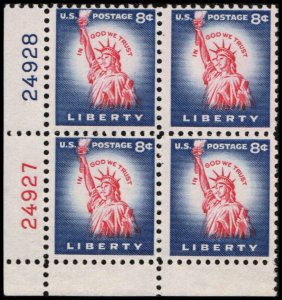 US #1041B LIBERTY MNH LL PLATE BLOCK #24928-24927