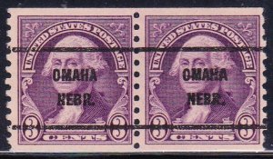 Precancel - Omaha, NE PSS 721-61 Coil Pair - No Gum