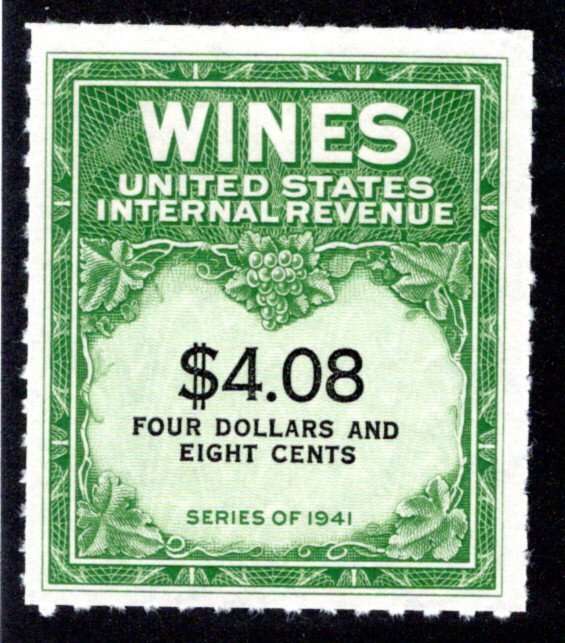 Scott RE201, $4.08, MNH, NGAI, Fresh, Type of 1942-49, USA Wine Revenue Stamp