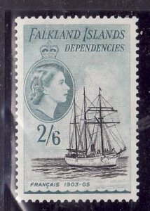 Falkland Island Dependencies.-Sc#1L30-unused hinged 2sh6p blue gray QEII Francai