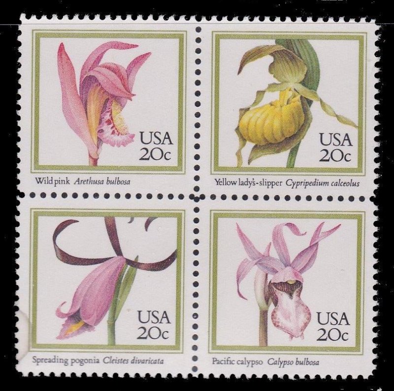 US 2076-2079, MNH Block of 4 - Orchids