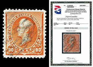 Scott 229 1890 90c Perry Used Graded 90J with PSE CERTIFICATE