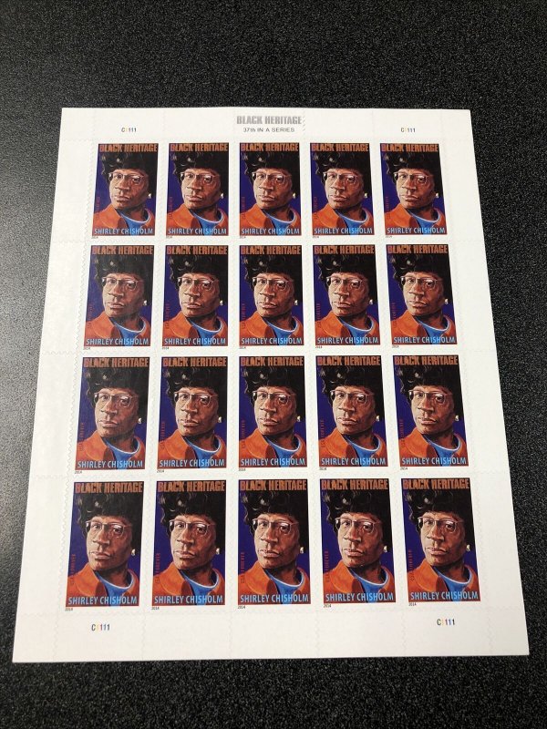 4856 Shirley Chisholm Black Heritage Forever Stamp Sheet of 20 Mint Never Hinged