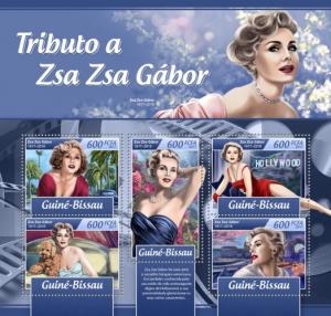 GUINEA BISSAU - 2017 - Tribute to Zsa Zsa Gabor - Perf 5v Sheet - MNH