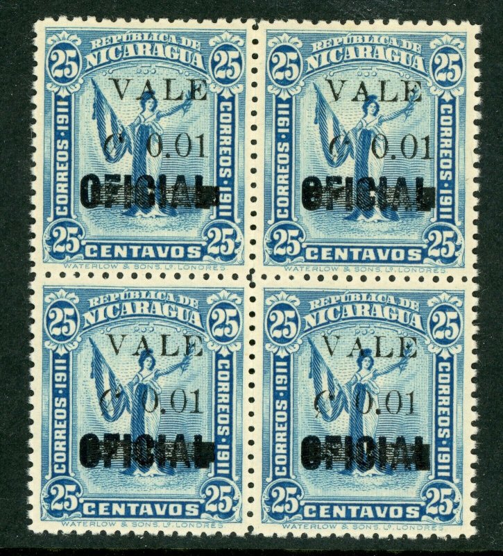 Nicaragua 1914 Liberty Overprint 1¢/25¢ MNH Block H344