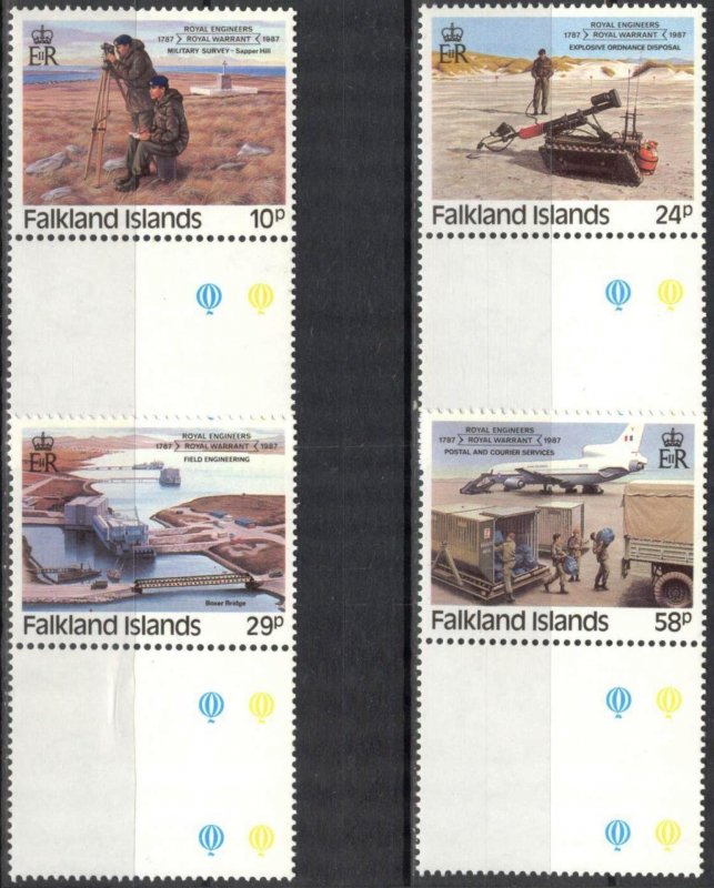 Falkland Islands 1987 Military Royal Engineers Royal Warrant Ships set of 4 MNH