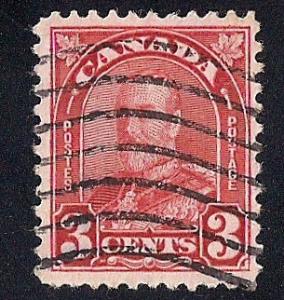 Canada #167 3 cent King George 5, Deep Red Stamp used AVG