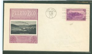 US 801 1937 3c Puerto Rico part of the US Possession series on an erased addressed FDC with an Ioor cachet.