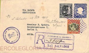 ad6368 - EL SALVADOR - Postal History - STATIONERY COVER H&G # 113 + stamps 1928