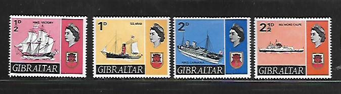 GIBRALTAR, 186-189, MINT HINGED, SHIPS