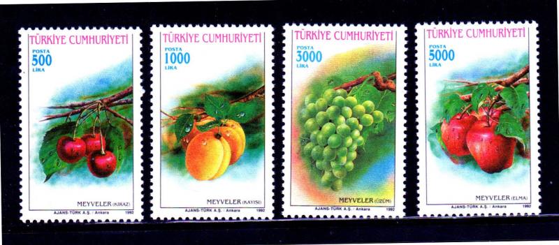 TURKEY #2556-2559  1992  FRUITS   MINT  VF NH  O.G