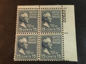 U.S. Scott # 820 Plate Block Mint Never Hinged