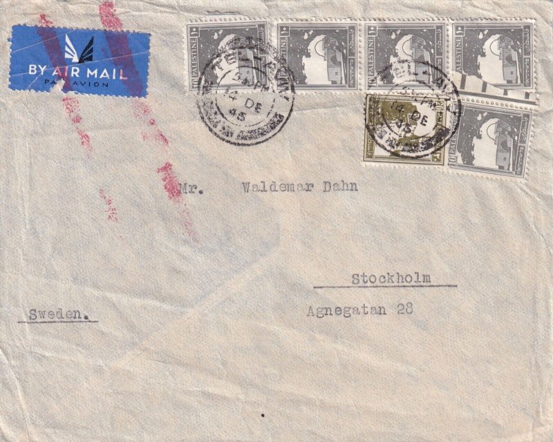 1945: Tel- Aviv, Palestine to Stockholm, Sweden, Airmail (57621)