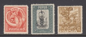 Papua Sc 97, 100, 101, MNH. 1932 Pictorials, 3 different, fresh, bright, VF.