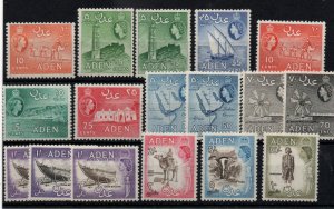 Aden QEII 1953-63 mint LHM short set + shades to 10/- WS38733