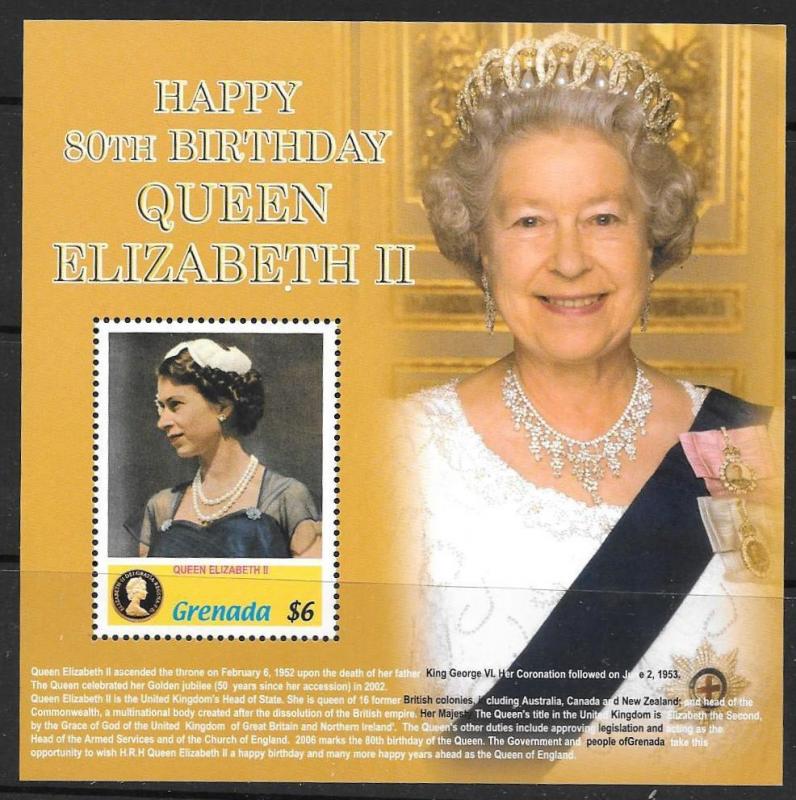 GRENADA SGMS5148 2006 80th BIRTHDAY OF QUEEN ELIZABETH MNH 