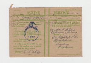 EGYPT 1943 ACTIVE SERVICE CENSOR COVER YO UK, CENSOR #1382