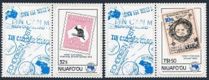 Niuafo'ou 48-49/labels,50,MNH.Michel 48-49,Bl.1. AUSIPEX-1984.Kangaroo,Map.