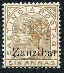 Zanzibar SG13 6a Pale Brown Small second Z M/M