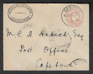 SOUTH AFRICA 1901 Boer War Mail Very fine 1d - 40962