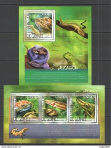 2014 Guinea Fauna Reptiles Lizards Les Lezards Kb+Bl ** Stamps St769