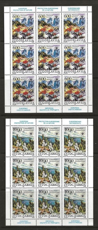 Yugoslavia Sc 1900-1 NH Minisheets of 1988 - Flowers, European Nature Protection