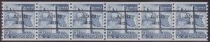 #1056 Bunker Hill Large Hole Precancel Line Pair Strip 6 MNH
