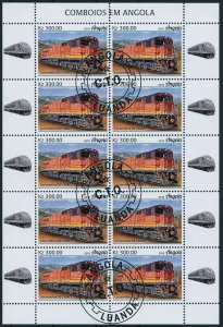 Angola 2019 CTO Trains Stamps Locomotives SDD6A CKD9F Railways Rail 4x 10v M/S