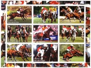 Tajikistan 2000 Horse Jumping & Polo Sheet Perforated Mint (NH)