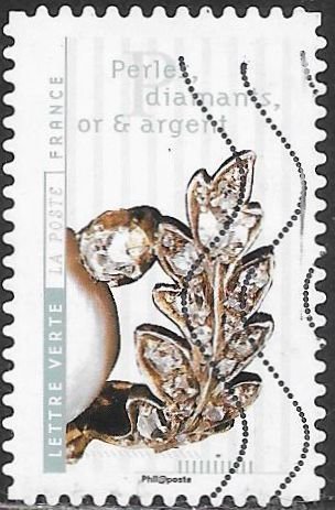 France 5230 Used -  Flowers in Art - Pearls, Diamonds, Gold & Silver