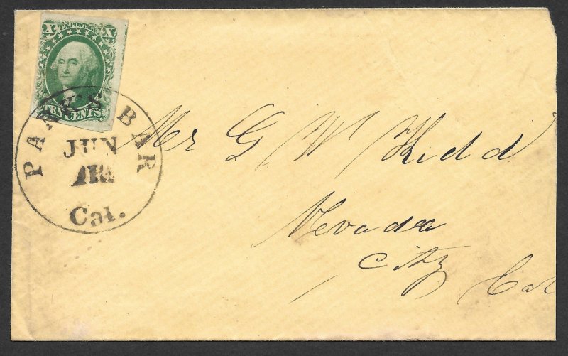 Doyle's_Stamps: Parks Bar, CA, Postal History w/#14 on Cover