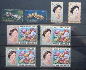 Cook Islands 1974 Sea Shells Top Values 50c to $10 MNH