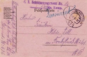 Austria Soldier's Free Mail 1918 K. und K. Feldpostamt No. 34 Postcard with 9...