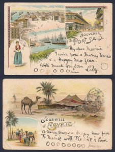 EGYPT 1898 Egypt Picture Post Cards, both to Australia.