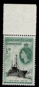 FALKLAND ISLANDS - Dependencies QEII SG G26a, ½d black & deep green, NH MINT.