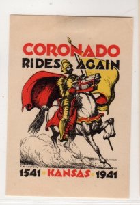 USA Cinderella Stamp -  Coronado Rides Again!  Kansas 1541 - 1941 - MH